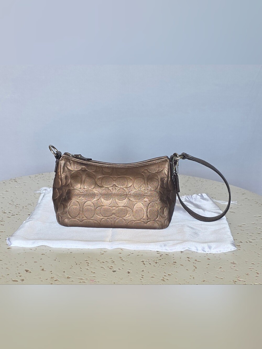 Vintage Coach Metallic Baguette purple lining original hangtag